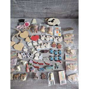 Country Crafts Pre-Painted Wooden Cutouts Miniatures Large Lot Vintage G20